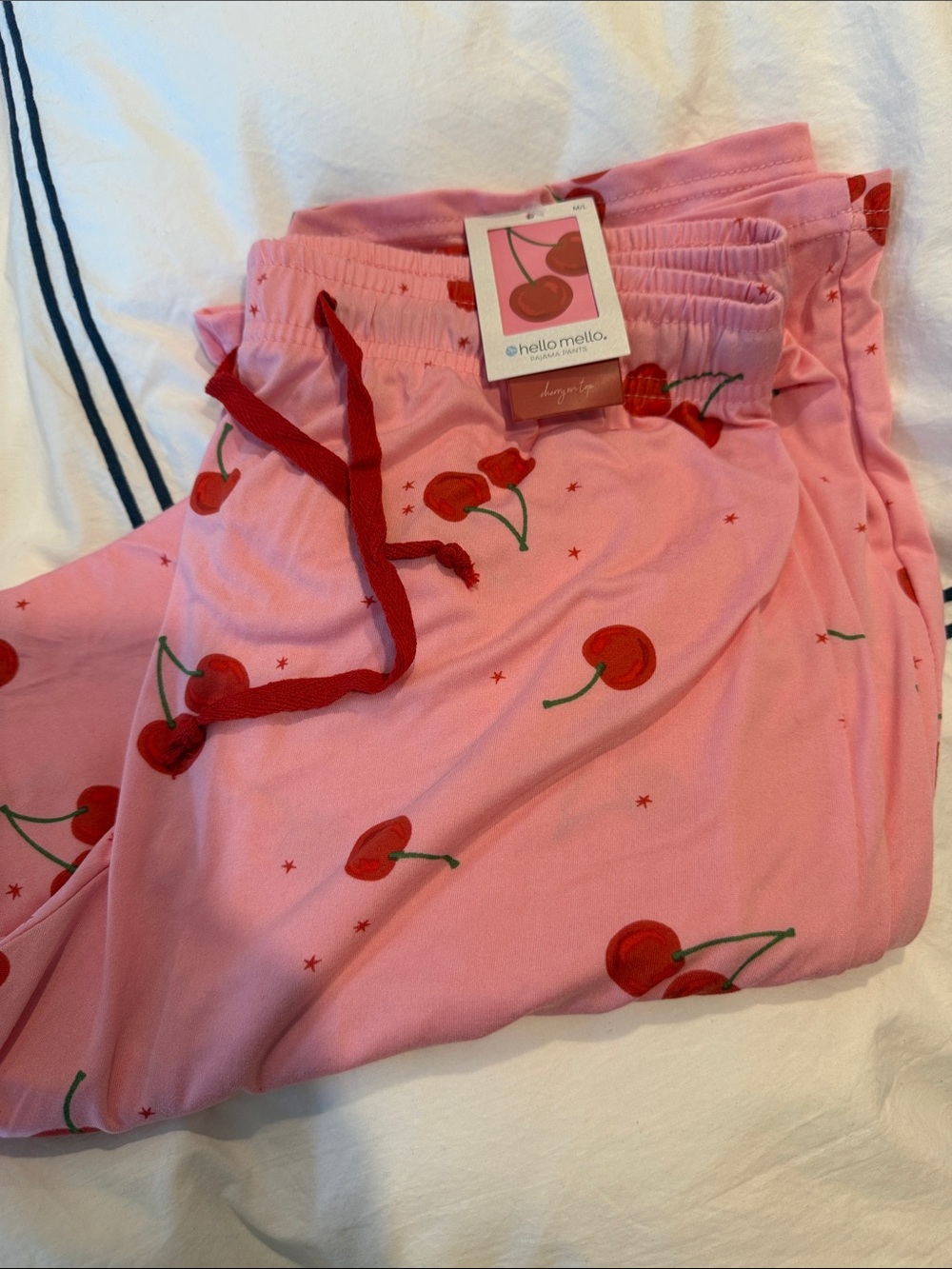 Hello Mello Pink Cherry Print Women's Lounge Pants